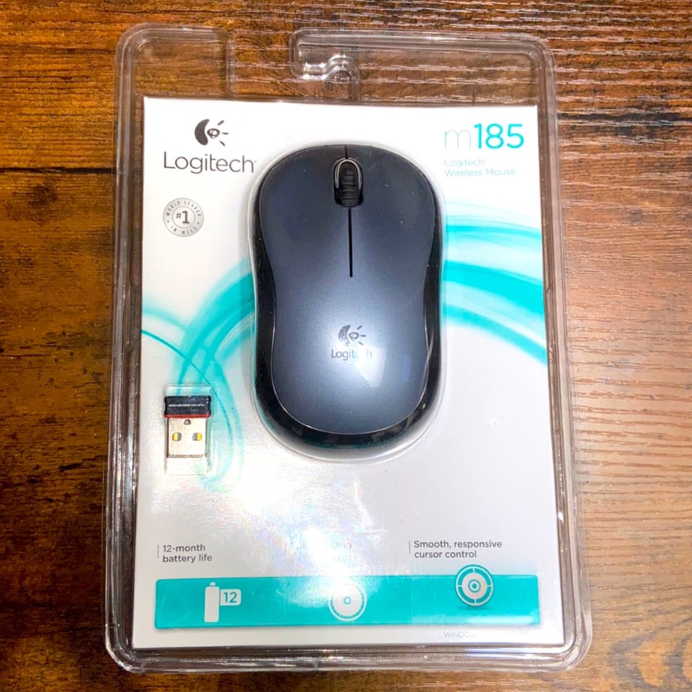New Logitech Wireless Mouse M185 Gray Black
